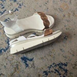 The Flexx White and Bronze Embellished Women's Sandals